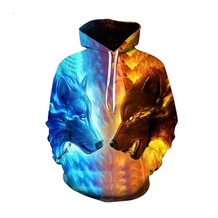 Gefanenr Sweat Shirts 3d Imprimer Hommesfemmes Eau Feu Wolf