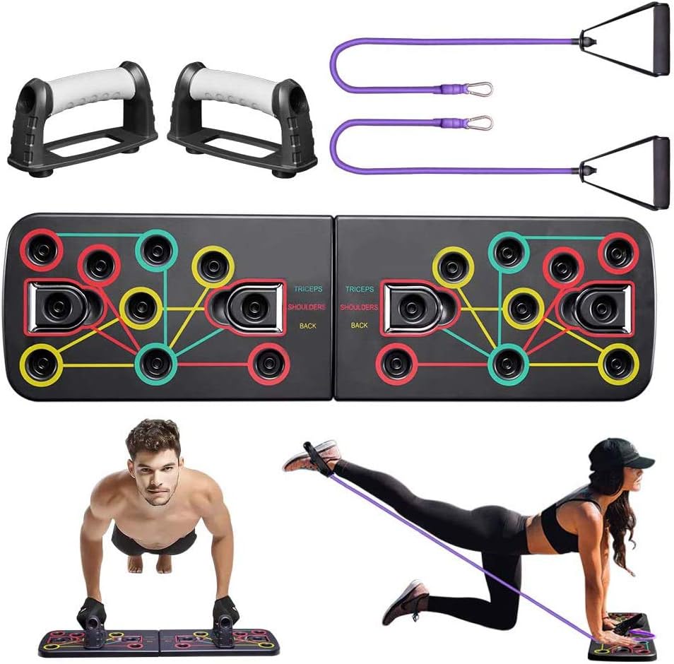 ADTZYLD Push Up Board with Resistance Band, Workout Equipment for Home Workouts Training System for Men Women Home Fitness Training