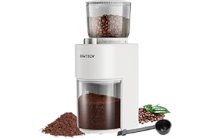 SOWTECH Anti-static Conical Burr Coffee Grinder, Adjustable Electric Mill, 38 Precise Grind Settings, Precision Timer, for Espresso, Drip and French Press, Beige