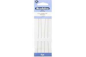 Beadalon Collapsible Eye Beading Needles, Medium 0.36 mm / .014 inches diameter 5 inches Length, 4 pc
