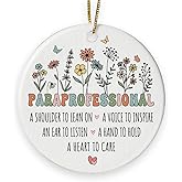 Gift Glow Paraprofessional Christmas Ornament 2025, Thank You Gifts for Paraeducator, Teaching Assistant, Christmas Ceramic Ornaments for Hanging Decor, Teacher Appreciation Gifts for Men, Women