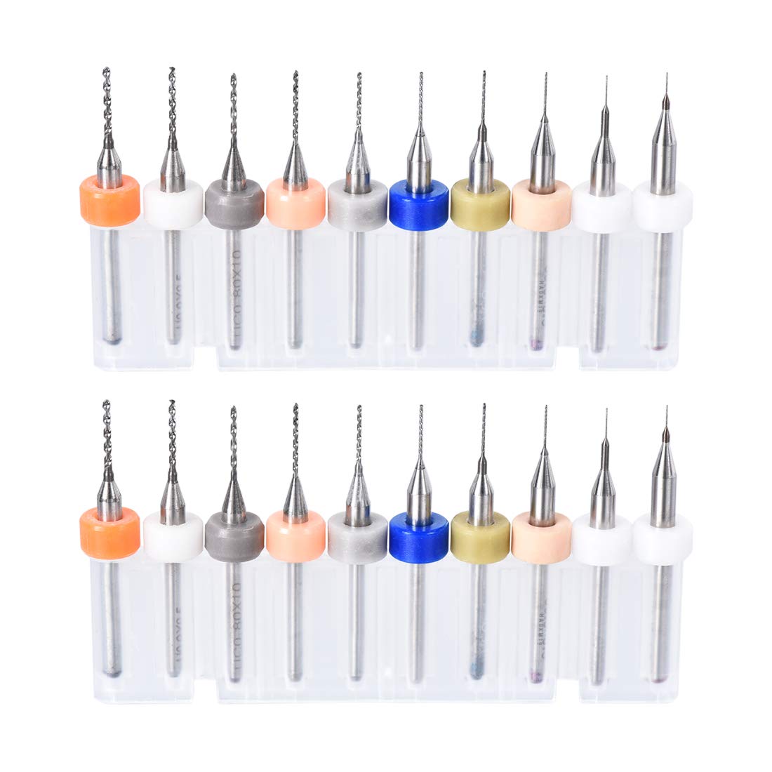 sourcing map PCB Drill Bits 0.15mm-1.0mm Tungsten Carbide Rotary Tool Jewelry CNC Engraving Print Circuit Board Micro Drill Bits 1/8 Inch Shank 2 Set (20 Pcs)