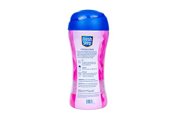 FRESH STEP CAT LITTER CRYSTALS DEODORIZER, NON TOXIC ODOR NEUTRALIZING CRYSTALS FOR LITTER BOXES THAT HELP CONTROL SMELLS AND KEEP HOME AREAS FRESH, SWEET BLOSSOM SCENT, 15 OUNCE