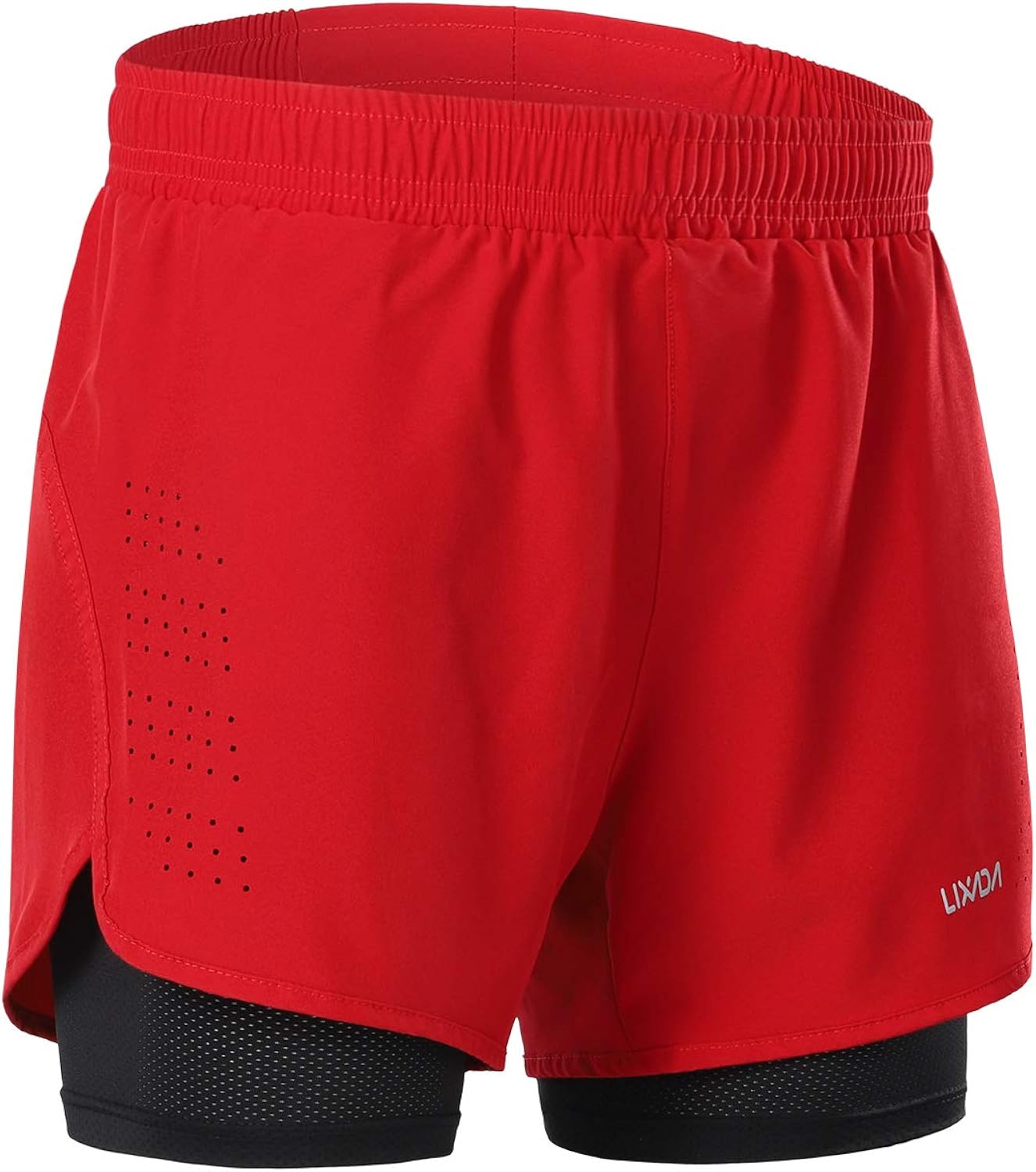 Lixada Men's 2-in-1 Running Shorts Quick Drying Breathable Active Training Exercise Jogging Cycling Shorts: Clothing