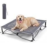 TIMBER RIDGE Outdoor Dog Bed, Cooling Elevated Pet Bed Portable Raised Dog Bed with Breathable Mesh, Dog Bed Foldable Dog Cot for Indoor &amp; Outside, Grey
