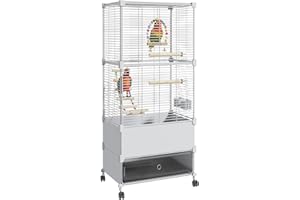 SNAAT Bird Cage Parakeet Cage Hanging Windows with Sliding Window, Dense Wire Mesh, Removable Tray & Wheels Bird Flight Cage