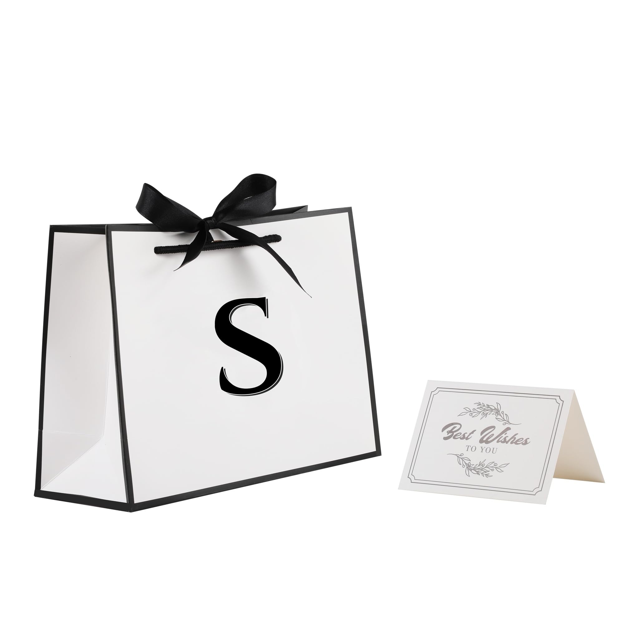 Photo 1 of STOBOCTER Initial Gift Bags with Handles and Bow Ribbon 11"x8" Personalized Letter Gift Bags Birthday Gift Bag for Women Men Reusable Gift Wrap Bag for Mothers Day Wedding Graduation (S-Small)LPNO406710702
