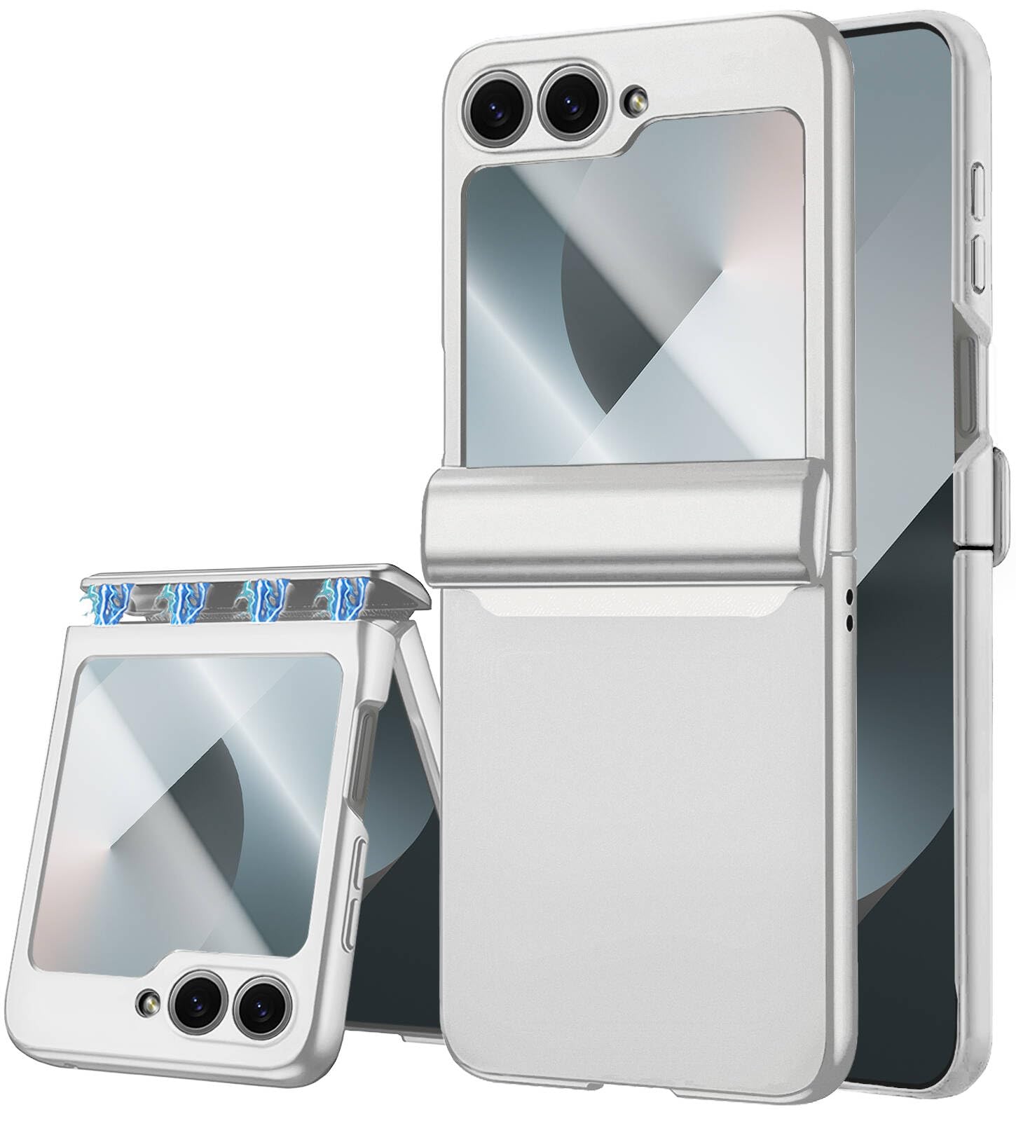STORMTAL for Samsung Galaxy Z Flip 6 Case, Hinge Protection, Built-in Screen Protector, Wireless Charging, Slim Rugged Phone Protective Case for Galaxy Z Flip 6 Silver