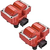 ENA Set of 2 Ignition Coil Pack Compatible with Ford Lincoln Mazda Mercury F150 F250 E150 Escort Explorer Mustang Ranger Town Car Expedition Mark B2300 B2500 Tracer Cougar Replaces FD487 - Red