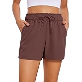 CRZ YOGA Womens 4-Way Stretch Athletic Shorts High Waisted Comfy for Work Casual Workout Golf Hiking with Pockets