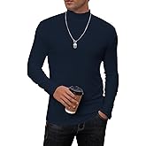 iudam Mens Mock Turtleneck Long Sleeve Slim Fit Shirts Basic Casual Undershirts Lightweight Pullover