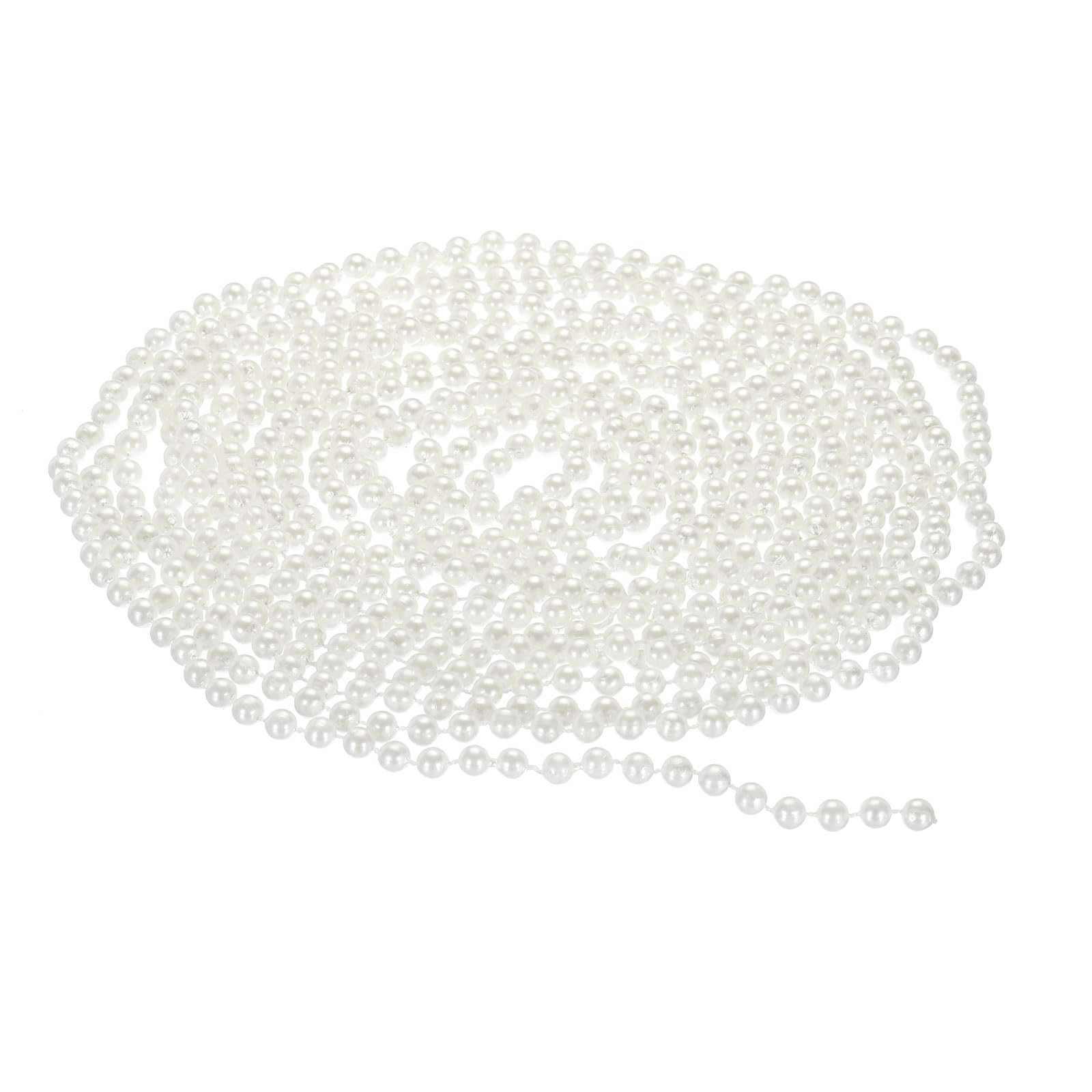 PATIKIL 6mm Faux Pearl Beads Garland, 16.4 Ft Pearl String Chain Roll for Craft Wedding Party Home Decorative Jewelry Making Christmas Tree, White