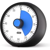Visual Timer for Kids 60-Minute Countdown Timer with Optional Alarm, Focus Tool for ADHD &amp; Autism, Time Management for Homework, Chores, Office, Kitchen, Teaching &amp; Study Routines (Black Blue)