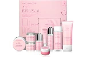 AM AROMANTRA Christmas Gifts for Woman Skin Care Routine Kit for Women, Rose Essential Oil+Retinol+ Vitamin E, 10-Piece Complete Skin Care Set, Self Care Skin Care Set, Birthday Gifts for Women
