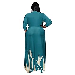 Runwind Plus Size wrap Dress Sexy 3/4 Sleeve V Neck