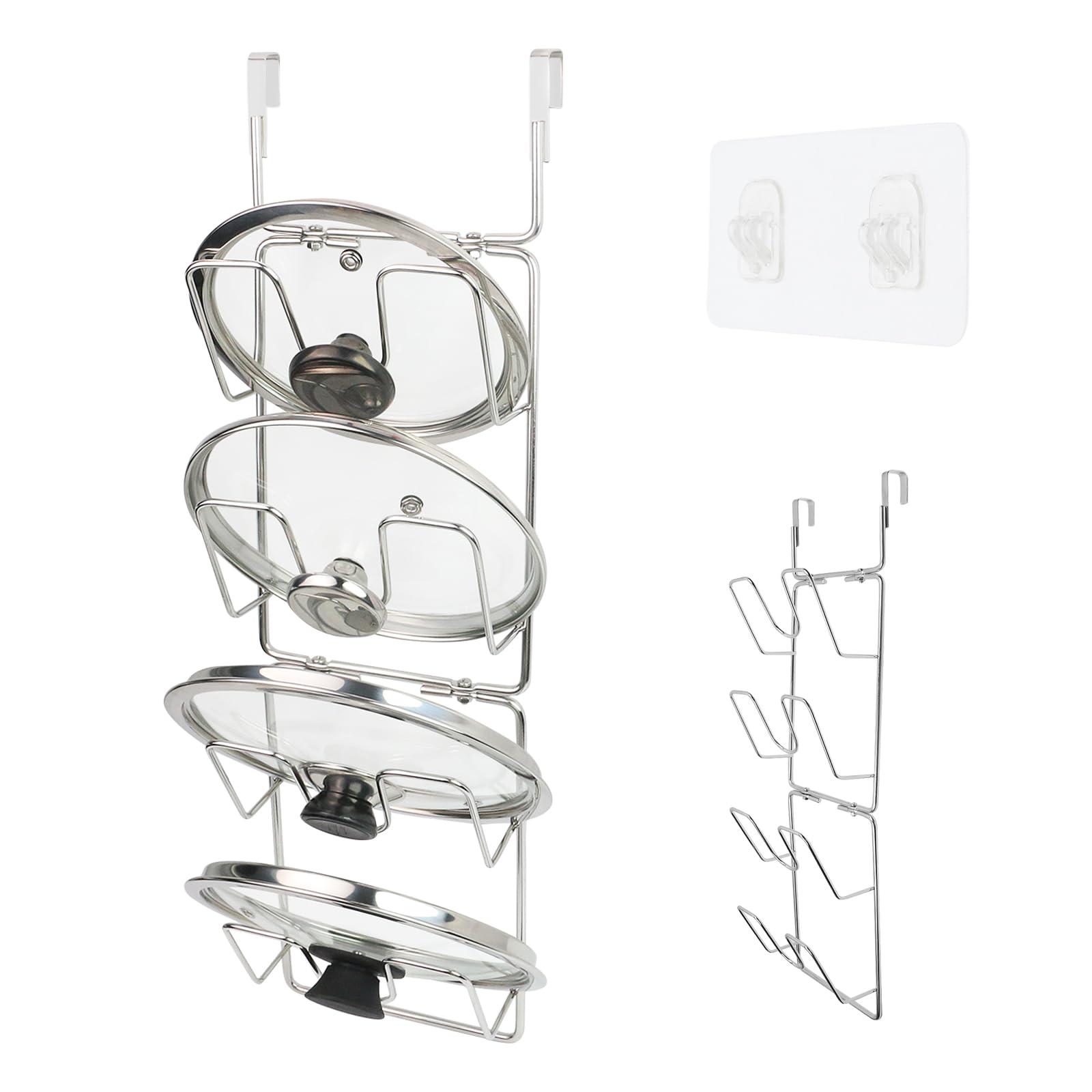 Photo 1 of *MISSING NAILS* Tsnamay 22.75" The-Cabinet Pot Lid Organizer,Silver Cantilever Racking 304 Stainless Steel Pot Cover Support 4 Tier Pot Lids Holders