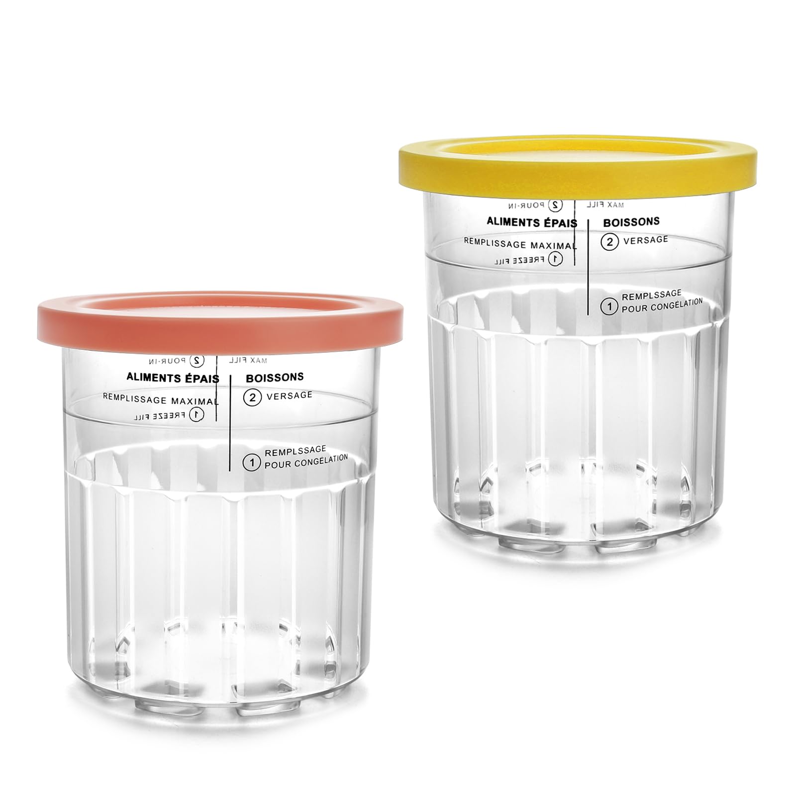 Photo 1 of 2 Pack Deluxe Creami Pints and Lids for Ninja Creami 24oz Creamy Ice cream Containers Cups Compatible with Ninja NC500 NC501 Series, BPA-Free, Dishwasher Safe(Yellow&Coral?