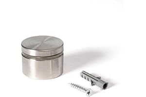 OUTWATER Stainless Steel Standoff 1-1/2 Inch Diameter x 3/4 Inch Barrel Length Brushed Finish for PVC, Glass and Acrylic Sign Stand Off Wall Anchors and Screws 4 Piece Pack for Heavy Signs