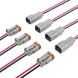 JRready ST9033-02-04 Deutsch 2 Wire DT Connectors Kit 14AWG (UL3266), IP68 Waterproof Automotive Electrical 2 Pin Connector, Gray Male and Female Wire Harness Connectors for Car Truck Boat, 4 Sets