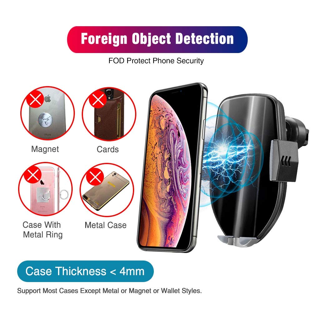 slopehill Wireless Car Charger, Auto-Clamping 10W Qi Fast Wireless Charging Dashboard Car Phone Holder with 360° Air Vent Holder,Compatible with Samsung, 7.5W for iPhone (Style C)