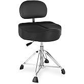 ROWELL Drum Throne with Backrest Height Adjustable Hydraulic Drum Stool 5.2 inch Thickened Cushion Drums Seat Heavy Duty Motorcycle Drums Stool Airlift Guitar Chair for Adult Drummers