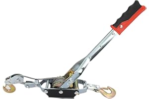 LCyindu 4 Ton/8800lbs Come Along Winch, Dual Gear Power Puller, Heavy Duty Hand Puller with 2 Hooks Steel Cable & Anti Skid Handle,Automotive Hoist Winch Puller for Moving Boats,Construction,Transport