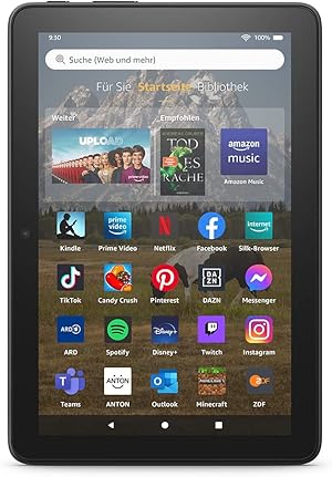 Zertifiziert und generalüberholt Fire HD 8-Tablet, 8-Zoll-HD-Display, 32 GB, 30% schnellerer Prozessor, für Unterhaltung unterwegs (2022), schwarz, mit Werbung