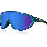 Queshark Cycling Glasses, Sports Sunglasses for Men Women, 1 Polarized 2 HD Lens, Polarized Sunglasses for Cycling Running