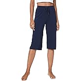 LazyCozy Capri Pajama Pants for Women - Viscose Made from Bamboo, Soft Lounge Pants Pj Bottoms Lightweight Sleepwear