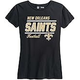 Team Fan Apparel NFL Gameday Women's Relaxed Fit T-Shirt - Rib Neck Contour - Tagless Short Sleeve Tee - Stay Cool & Stylish (New Orleans Saints - Black, Medium)