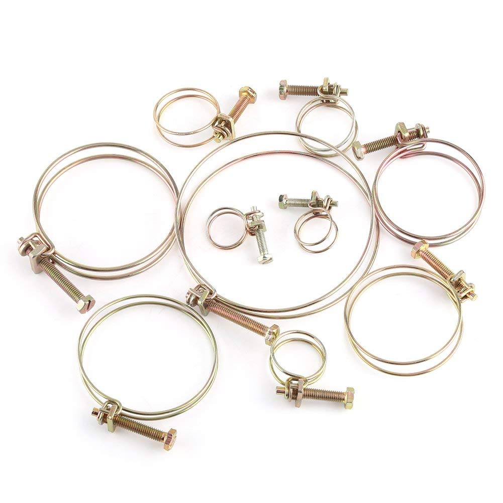 10pcs Double Wire Hose Clips Adjustable Double Wire Water Hose Barb Clamp Pipe Clip Hoop Plumbing Fastener