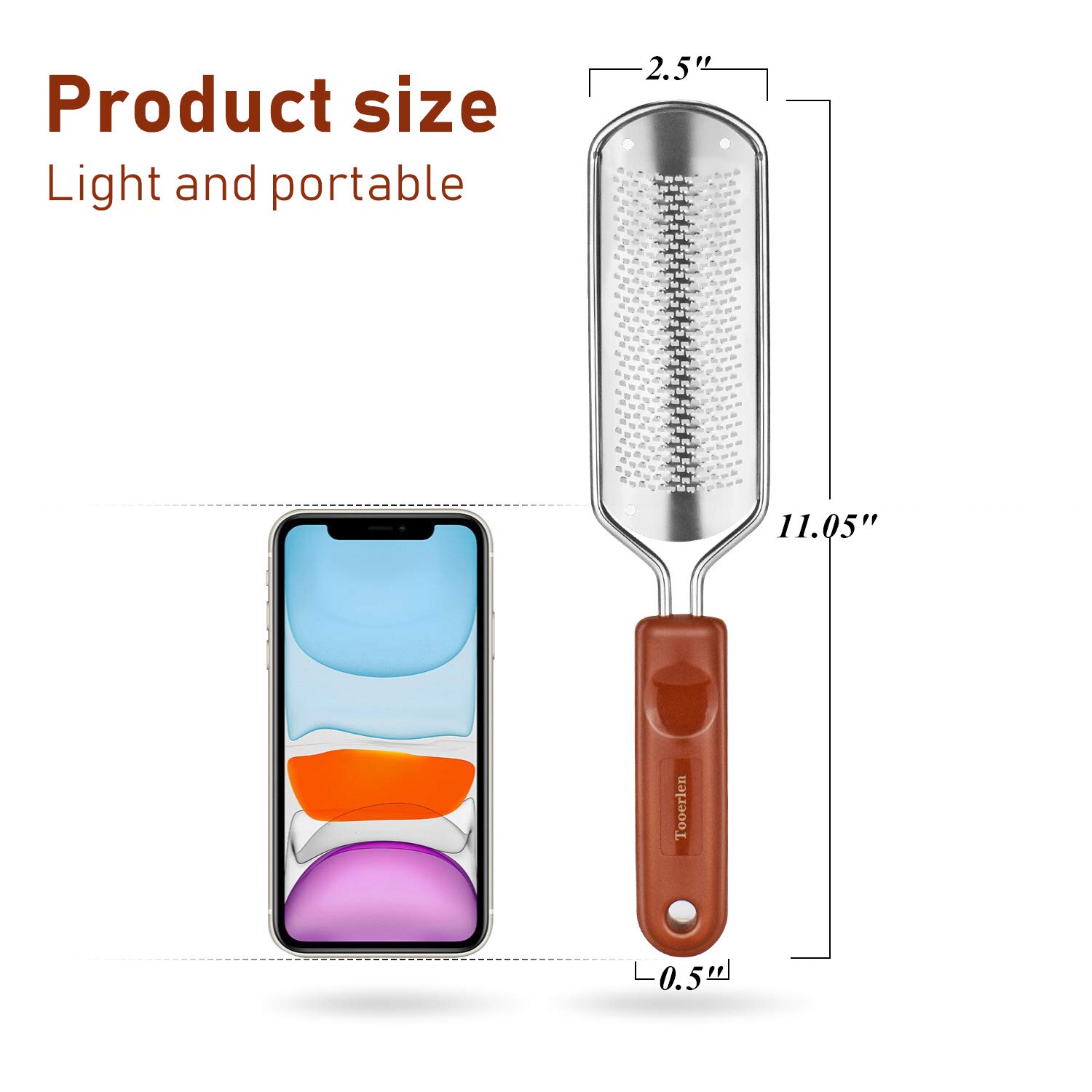 Tooerlen Foot Rasp Foot File Foot Grater, Can be Used on Both Wet and Dry Feet, Best Foot Care Pedicure Metal Surface Tool to Remove Hard Skin, for Extra Smooth and Beauty Foot- (Colossal) : Beauty