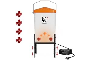 Heated Chicken Waterer, 3 Gallon Chicken Poultry Waterer with Nipples, Height Adjustable & Detachable Stand, Chickens Coop Wa