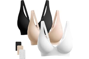 Vinfact Jelly Wireless Bras for Women Seamless Deep V Bralette No Underwire Support Comfortable T-Shirt Bra