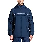 SWISSWELL Mens Rain Jacket Waterproof Windbreaker Hidden Hooded Lightweight Breathable Rain Coat for Golf Hiking Cycling