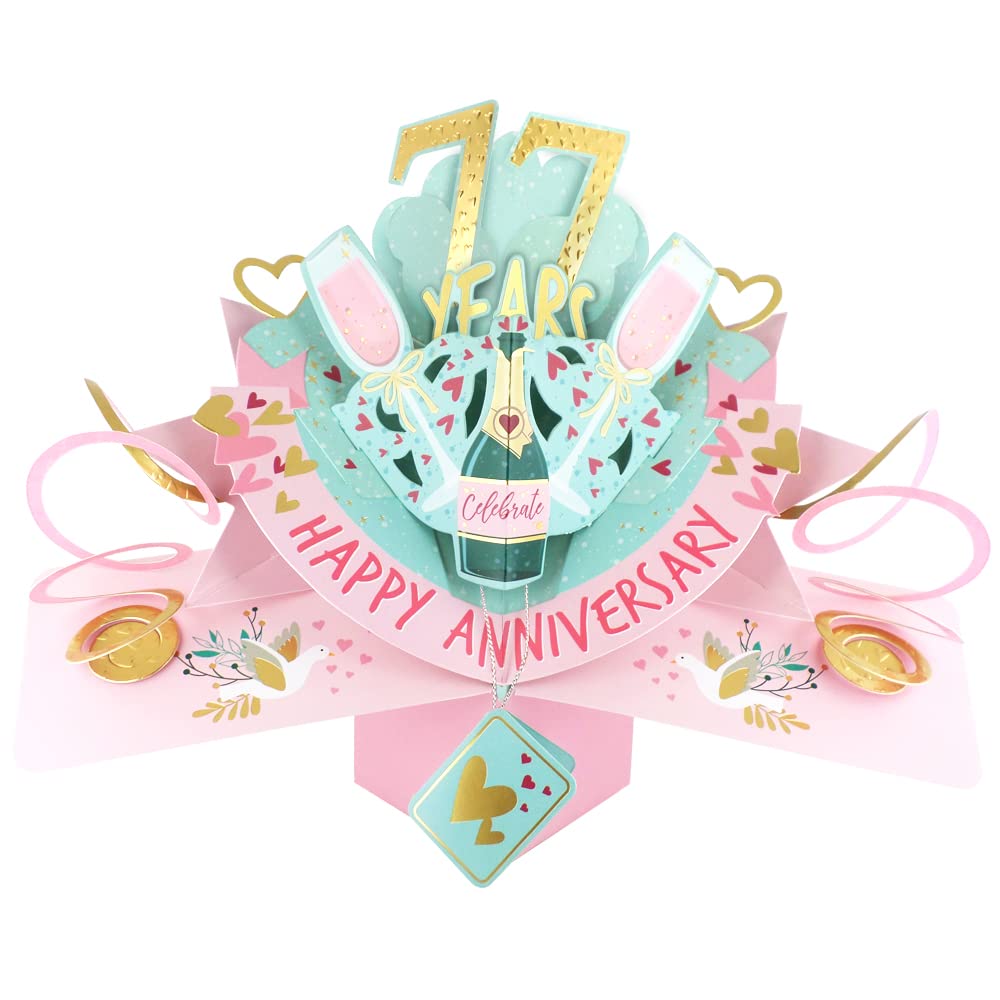 77 Years Happy 77th Anniversary Pop-Up Greeting Card Love Kate's 3D Pop Up Cards POP216MC77