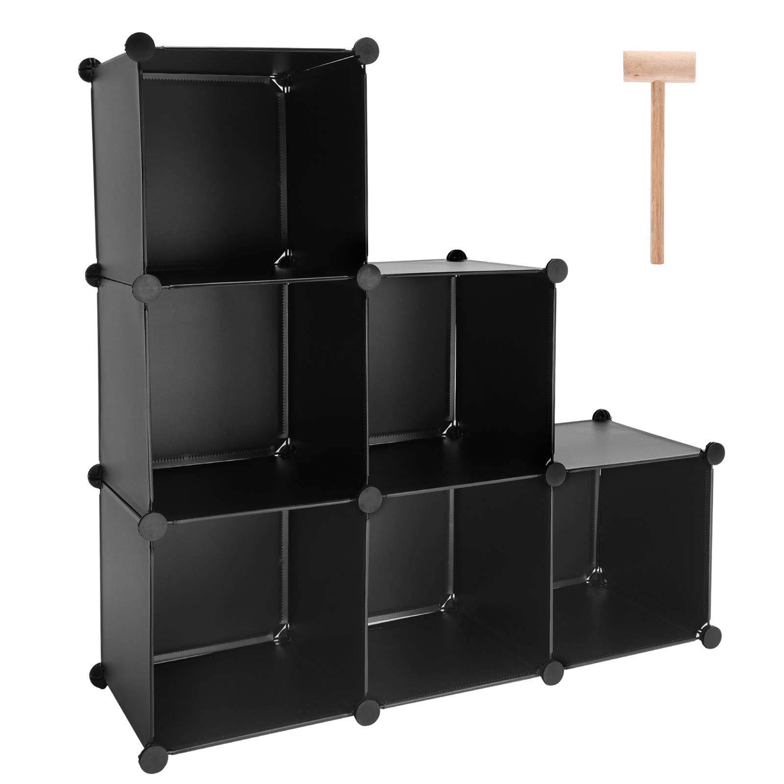 TUMUCUTE Cube Storage Organizer, 6-Cube DIY Plastic Closet Cabinet Modular Bookcase, Storage Shelves for Bedroom Living Room, Office, Black