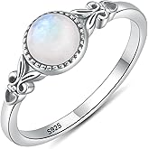ACJFA 925 Sterling Silver Moonstone Rings for Women Natural Moonstone Ring Jewelry Christmas Gifts for Wife Mom Daughter
