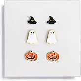 Kaibig 3 Pairs Holiday Stud Earrings Set for Women, Halloween Christmas Fall Thanksgiving Gifts for Women Cute Holiday Earring Teacher Party Favors