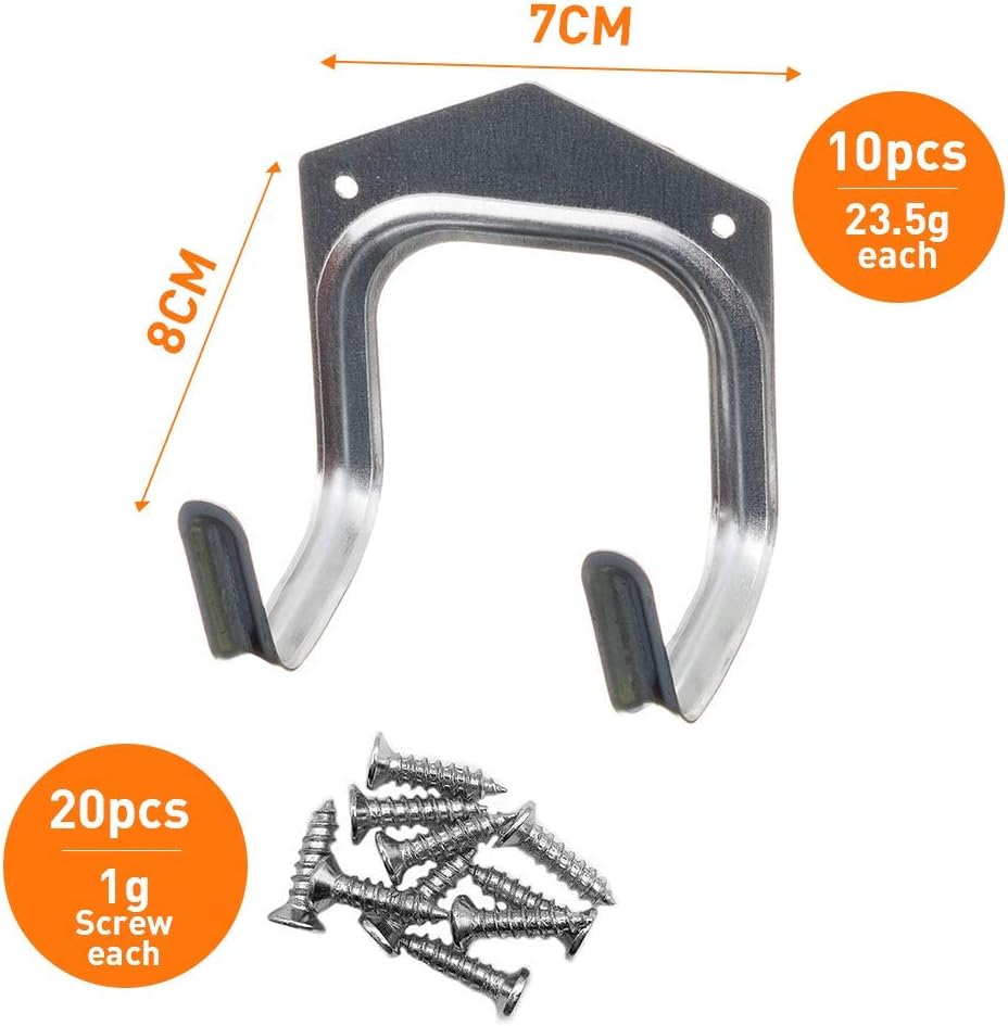 10 Pack Tool Storage Garage Hooks Heavy Duty Utility Storage Hooks Tool Holder for Warehouse