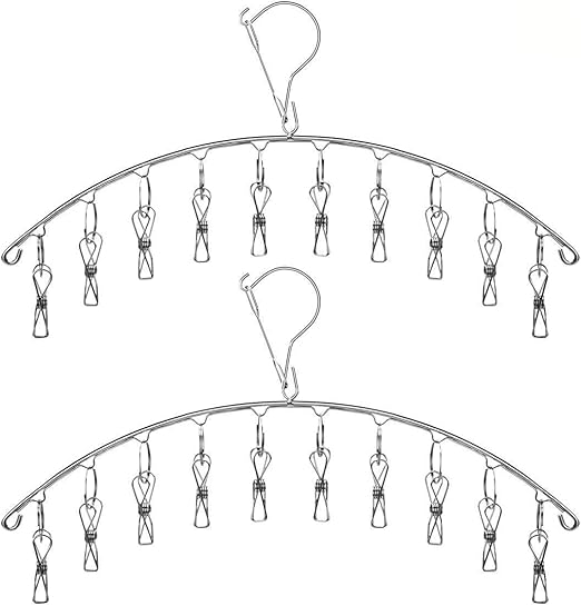 Amazon Com Toplife Clothes Hanger With 10 Clips Stainless Steel