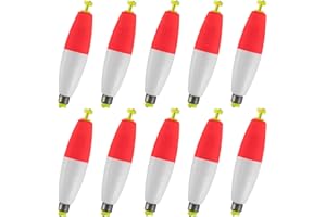 Alwonder 10-Pack Fishing Bobbers Floats, Weighted Bobbers for Fishing Cigar EVA Foam Snap-on Floats Corks Floaters Buoys for Crappie Bass Panfish Bluegills Trout