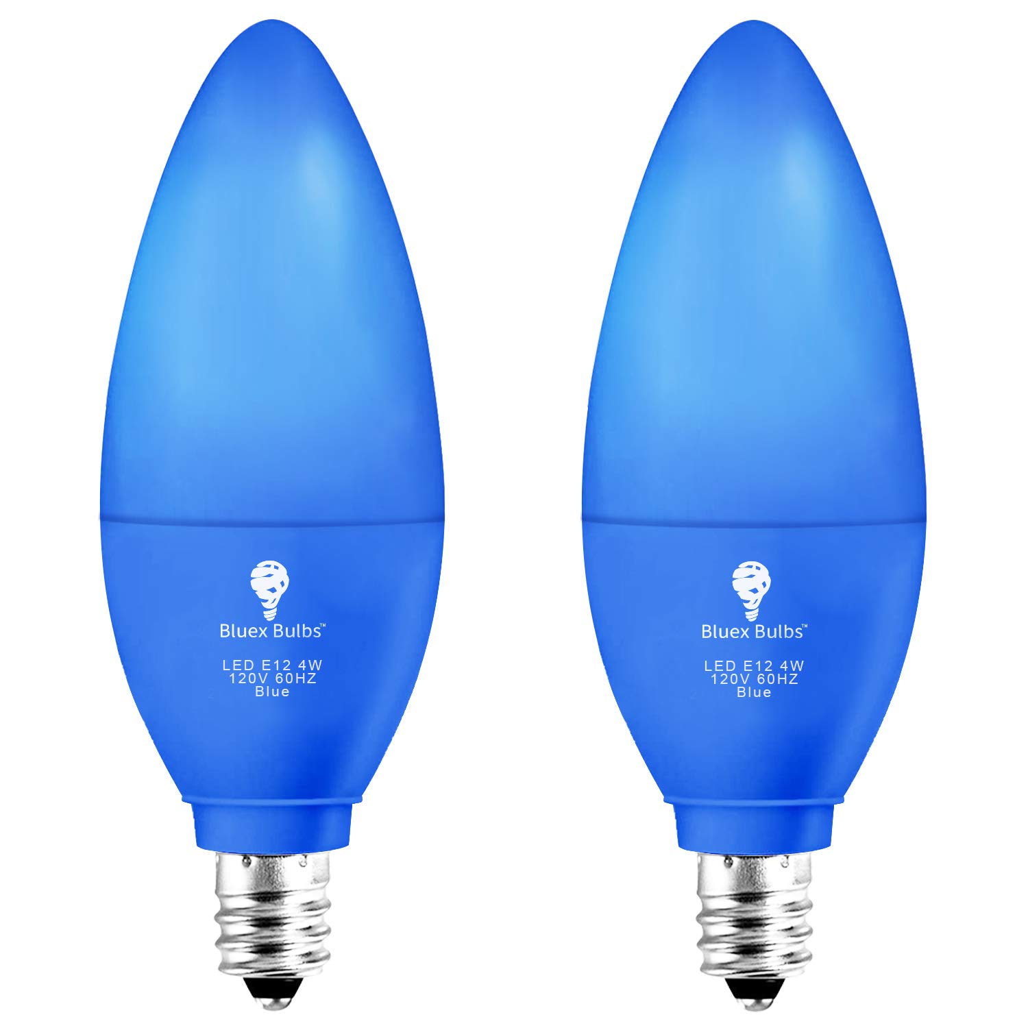 Photo 1 of 2 Pack BlueX LED Candle Blue Light Bulb - 4W (40Watt Equivalent) - E12 Base Blue LED Bulb, Party Decoration, Porch, Home Lighting, Holiday Lighting, Chandelier Light Bulbs, Candelabra Bulbs