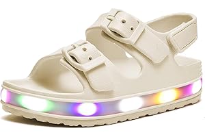 GULAKY Toddler Sandals Girls Boys Light up Double Buckle Sandals Children's Adjustable Back Strap Water Sandal Kids Beach Sho