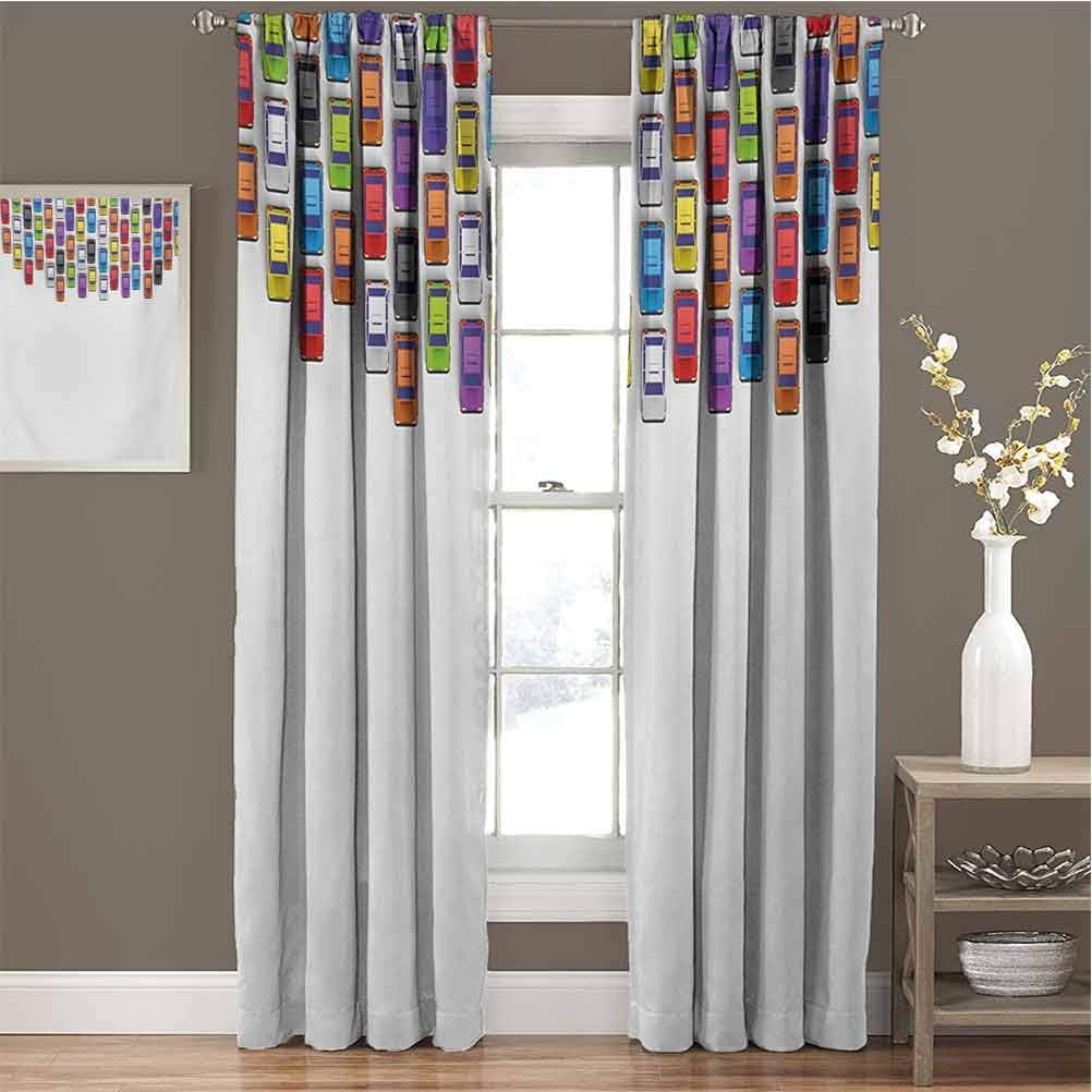 Toopeek Modern Premium Blackout Curtains Traffic Jam with Bunch of Cars Automobiles Urban Life Downtown Artsy Illustration Kindergarten Noise Reduction Curtains W72 x L84 Inch Multicolor