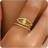 RATVIU Adjustable Rings for Women 18K Gold Plated Open Rings Dainty Evil Eye Flower Chevron Stars Sun Moon Stackable Gold Ring Jewelry Gift