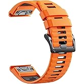 Quickfit 26mm Watch Bands for Garmin Fenix 8 51mm/7X/6X/5X, Sports Silicone Bands Compatible with Garmin Fenix 8 Pro 51mm/7X Pro/6X Pro/5X Plus/3/3HR/Descent MK1/MK2i Smartwatches