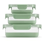 Ello Duraglass Refresh Mixed Meal Prep Set 6Pc, 3 Pack - Glass Food Storage Container with Silicone Boot and Airtight BPA-Free Plastic Lids, Dishwasher, Microwave and Freezer Safe, Cactus
