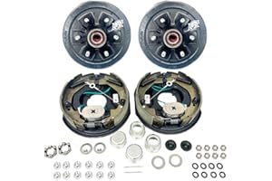 SOUTHWEST WHEEL TruRyde Pre-Greased 6-5.5" Self-Adjusting Electric Brake Trailer Axle Brake Kit for 3,500 lbs. Trailer Axles