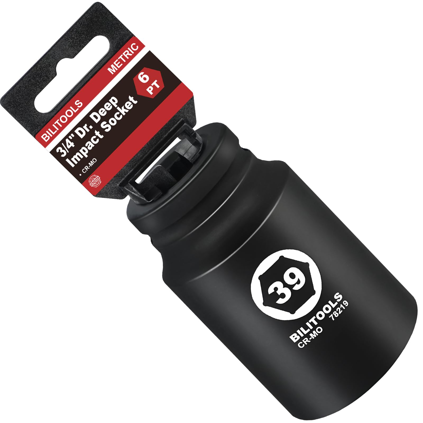 Photo 1 of BILITOOLS 3/4" Drive Deep Impact Socket 39mm, Metric, CR-MO Steel, 6 Pt. Impact Grade Heavy Duty Large Axle Nut Socket